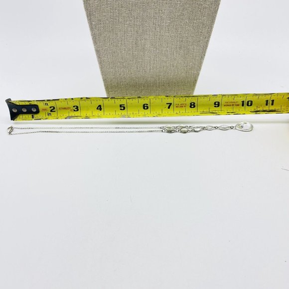 Avon Signed NR Y Drop Necklace Silver Tone Pear Shape Rhinestones Bridal Wedding - Picture 5 of 7